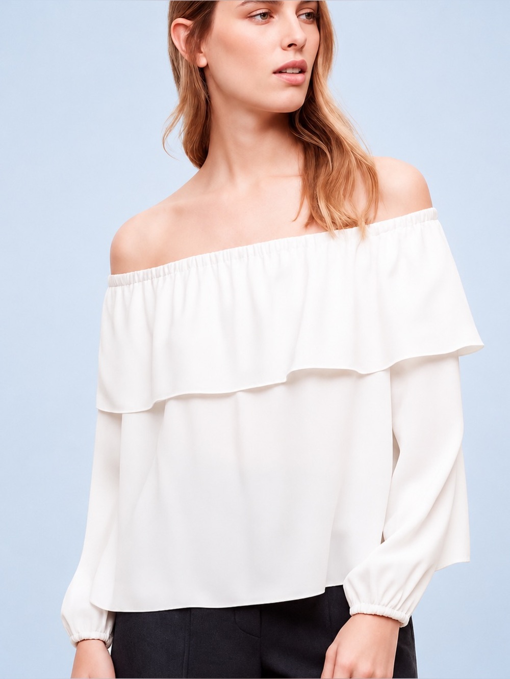 Aritzia Babaton Off-Shoulder Cream Blouse